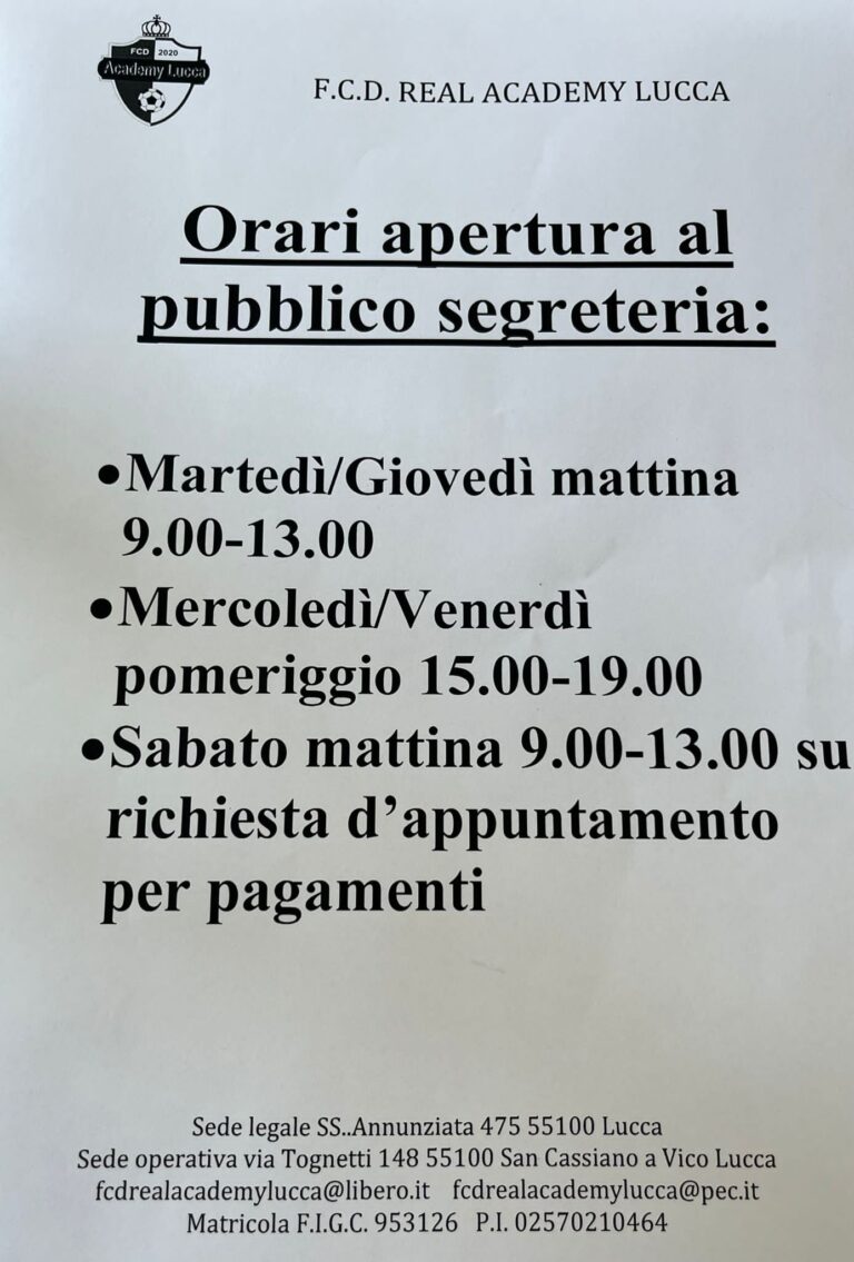 Scopri di più sull'articolo ORARI APERTURA AL PUBBLICO SEGRETERIA